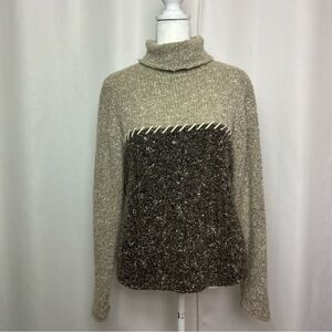Woolrich Turtleneck Sweater Women’s Large Beige Brown Long Sleeve Warm Winter